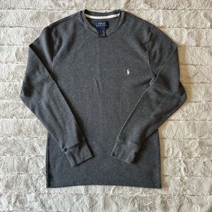 Polo Ralph Lauren Dark Gray Long Sleeve Knit Shirt, Men’s Medium